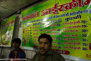 Sarafa Bazaar, Indore- Agrawal Ice Cream is famous for desserts items Ice Creams, Kulfi, Faluda and Shrikhand.