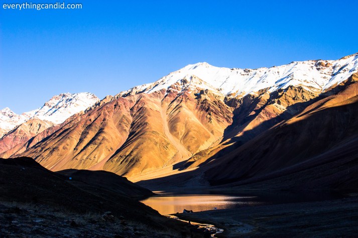 First look of Chandratal as we trekking down to this place