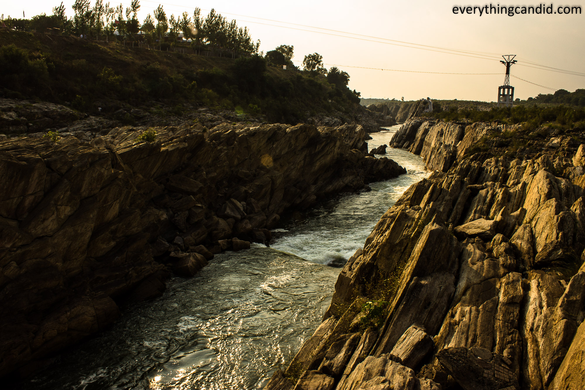Narmada River in Bhedaghat. Marble rocks.