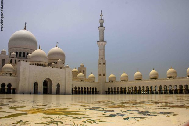 1700 square meter courtyard has floral mosaic at Sheikh Zayed MOsque